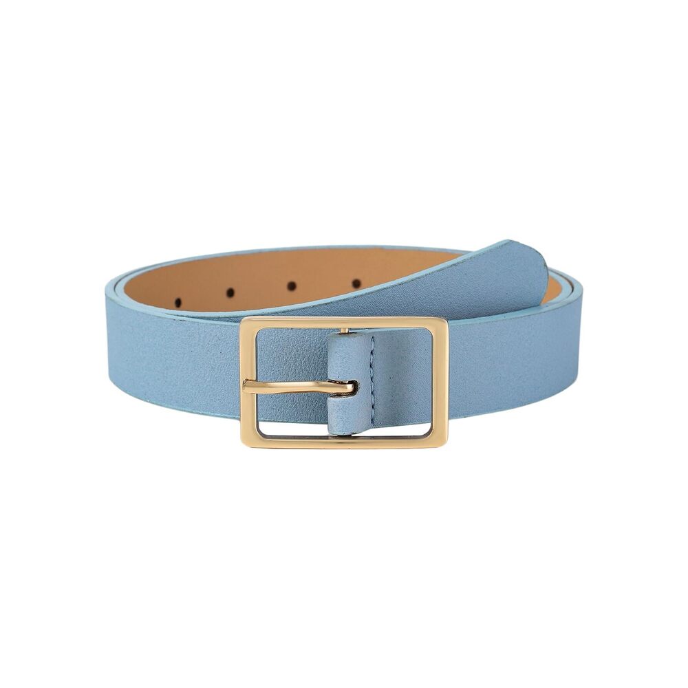 3728 Women's Elegant Square Metal Gold Buckle Belt Trendy Pu Leather Dressy